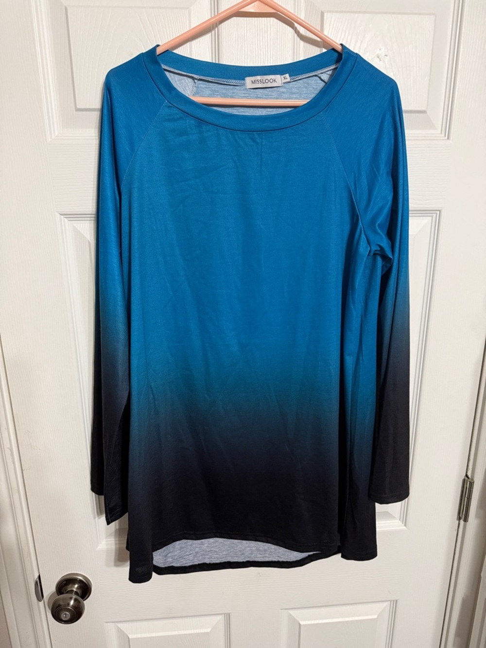 MISSLOOK Teal to Black Ombre Long Sleeve Tee